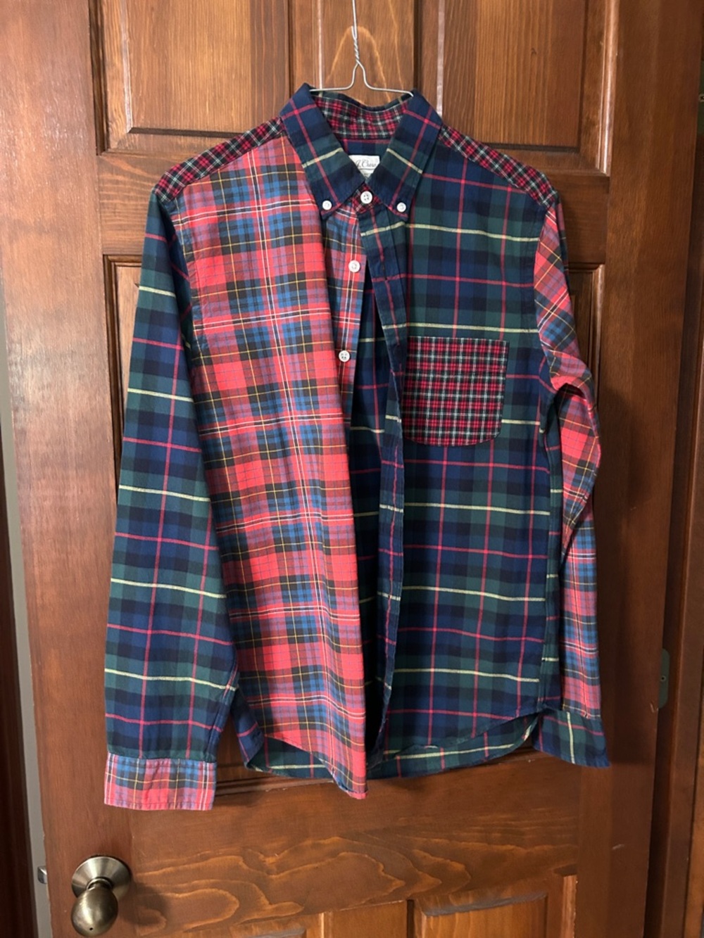 J. Crew Navy and Red Plaid Button-Down Shirt